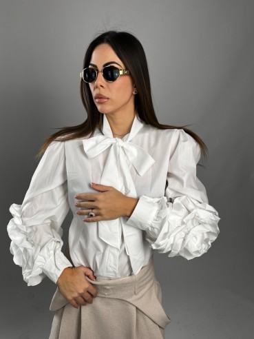 camicia rouches bianca