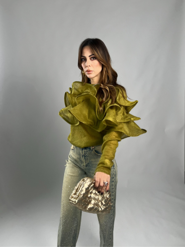 blusa rouches verde