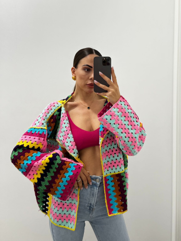 Cardigan Crocet Multicolour