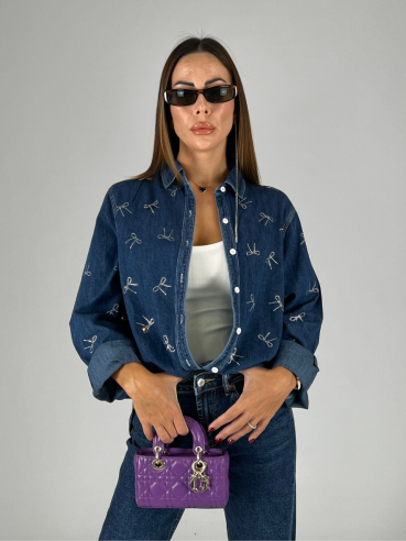 Camicia Denim Flake-Strass