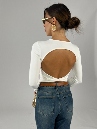 Maglia Crop Schiena Soperta Bianca